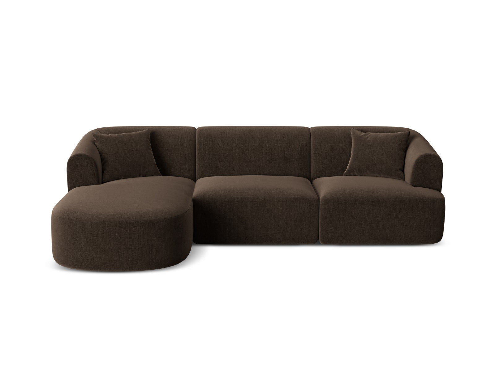 Cosmopolitan Design Modulaire hoekbank links Campi 4-zits, flueel choc