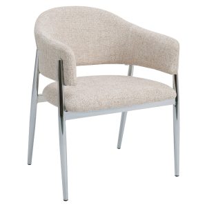 DÉJA Living Eetkamerstoel Dénia – Beige/Chrome Stof – Set van 2 DÉJA Living Eetkamerstoel Dénia – Beige/Chrome Stof – Set van 2