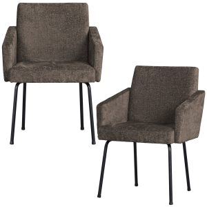 WOOOD eetkamerstoelen Mount – Polyester – Grijs/Bruin – Set van 2 WOOOD eetkamerstoelen Mount – Polyester – Grijs/Bruin – Set van 2