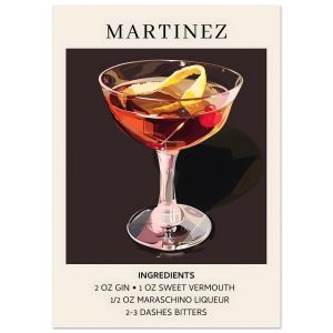 Artfulprints Poster Martinez cocktail – Ingrediënten – A4 21×29.7 cm – Artfulprints Poster Martinez cocktail – Ingrediënten – A4 21×29.7 cm –
