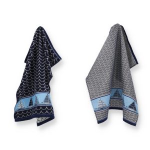 Luxe Keukendoek en Theedoek Boot Donkerblauw – Bunzlau Castle – 100% b Luxe Keukendoek en Theedoek Boot Donkerblauw – Bunzlau Castle – 100% b