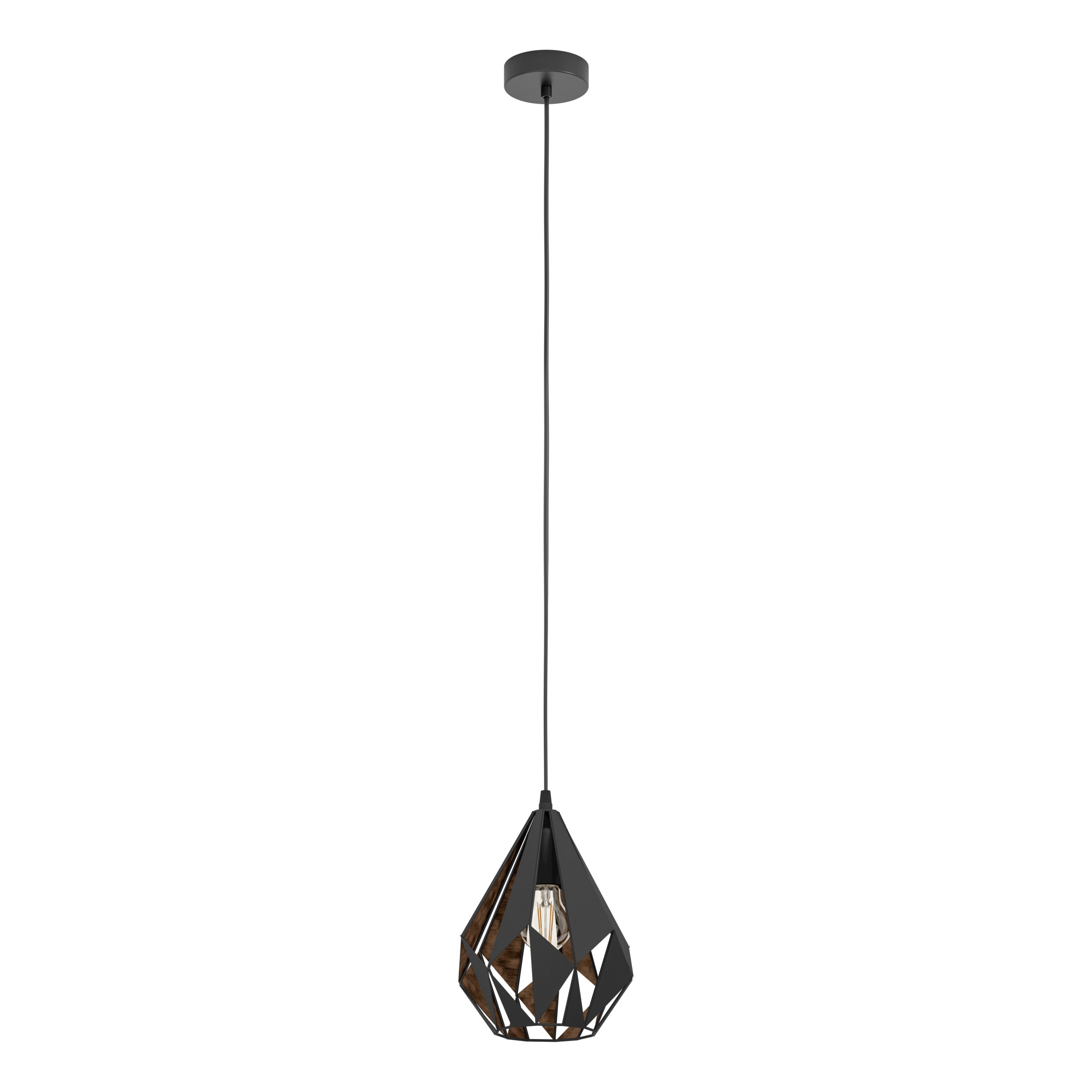EGLO hanglamp Carlton 1 - e27 - ø 20,5 cm - zwart/koper