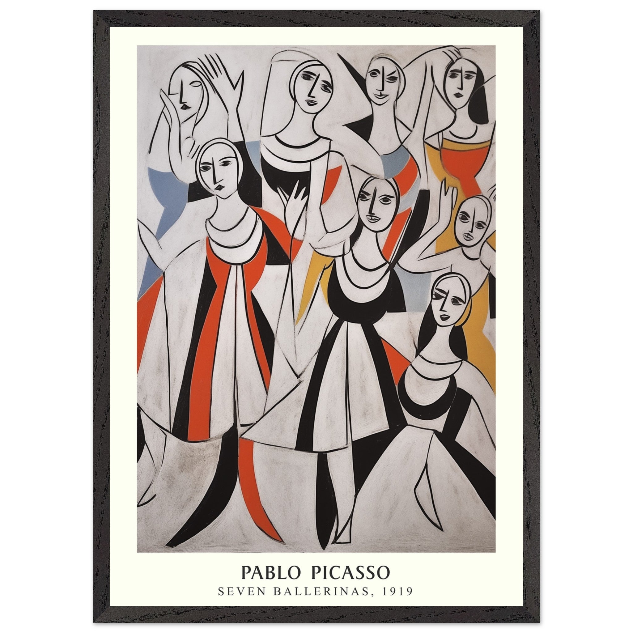 Artfulprints Poster met Lijst Pablo Picasso - Seven ballerinas - 50x70
