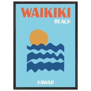 Artfulprints Poster met Lijst Hawaii – Waikiki Beach – 50×70 cm – Blau Artfulprints Poster met Lijst Hawaii – Waikiki Beach – 50×70 cm – Blau