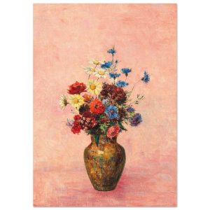 Artfulprints Poster Bloemen in vaas 4 – A4 21×29.7 cm – Roze