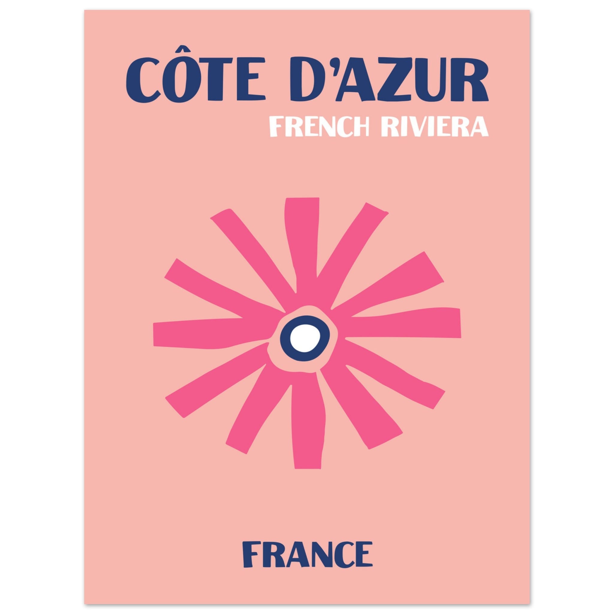 Artfulprints Poster Frankrijk - Cote d'Azur - 30x40 cm - Roze