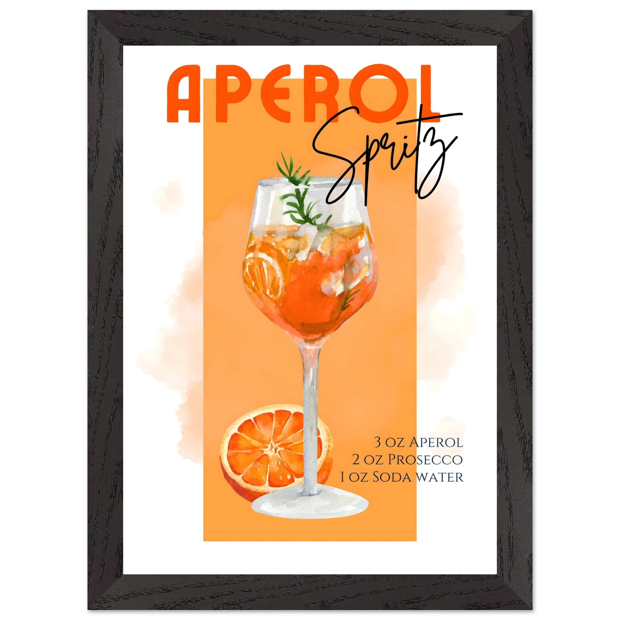 Artfulprints Poster met Lijst Aperol Spritz - Orange - A4 21x29.7 cm -