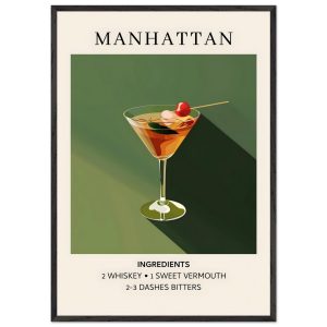 Artfulprints Poster met Lijst Manhattan cocktail – Ingrediënten – 70×1 Artfulprints Poster met Lijst Manhattan cocktail – Ingrediënten – 70×1