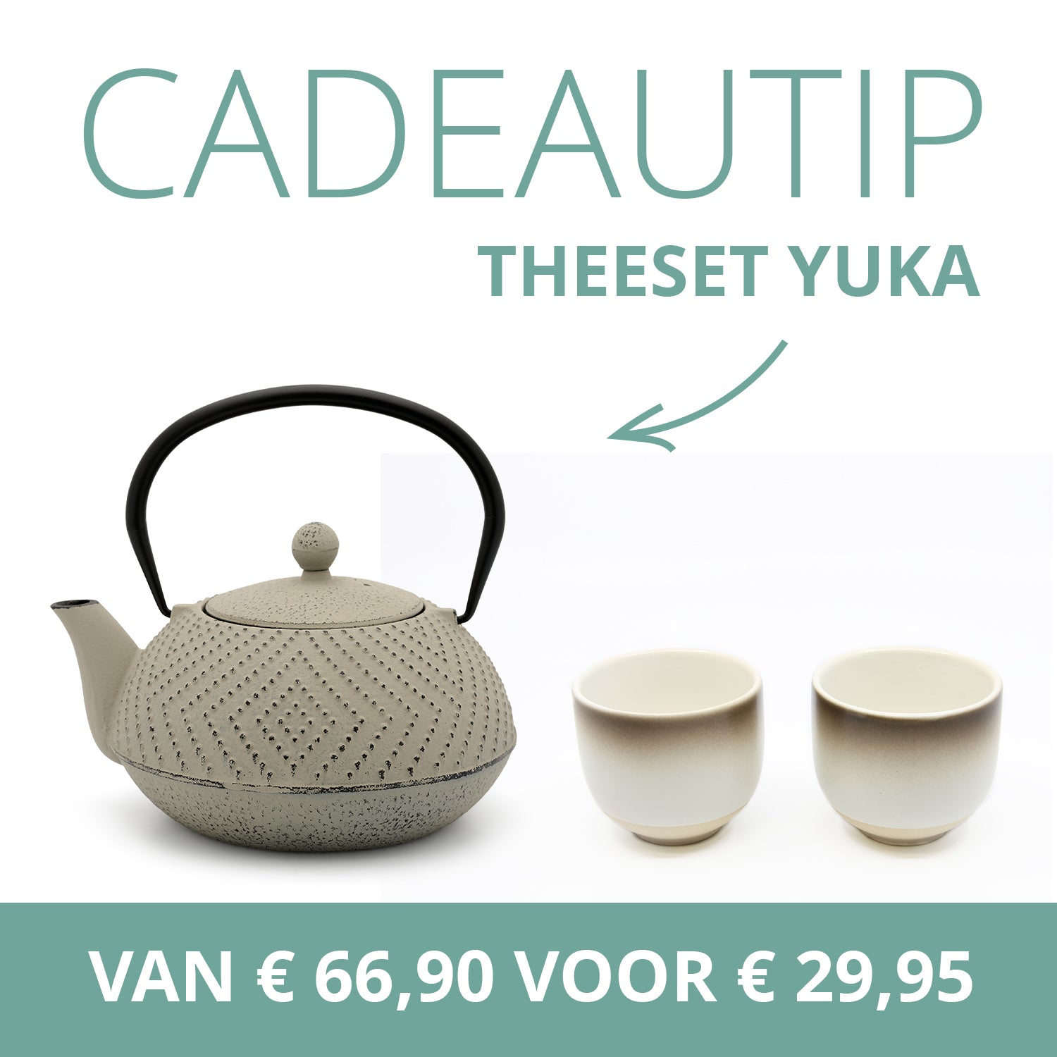 Bredemeijer - Cadeautip! Theepot Yuka 1.2L warm grijs inclusief filter