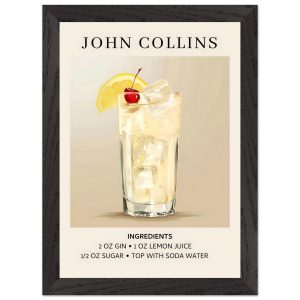 Artfulprints Poster met Lijst John Collins cocktail – Ingrediënten – A Artfulprints Poster met Lijst John Collins cocktail – Ingrediënten – A