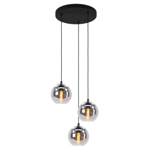 EGLO hanglamp Ariscani – ø 42,5 cm – rookglas – 3 lichts – zwart EGLO hanglamp Ariscani – ø 42,5 cm – rookglas – 3 lichts – zwart