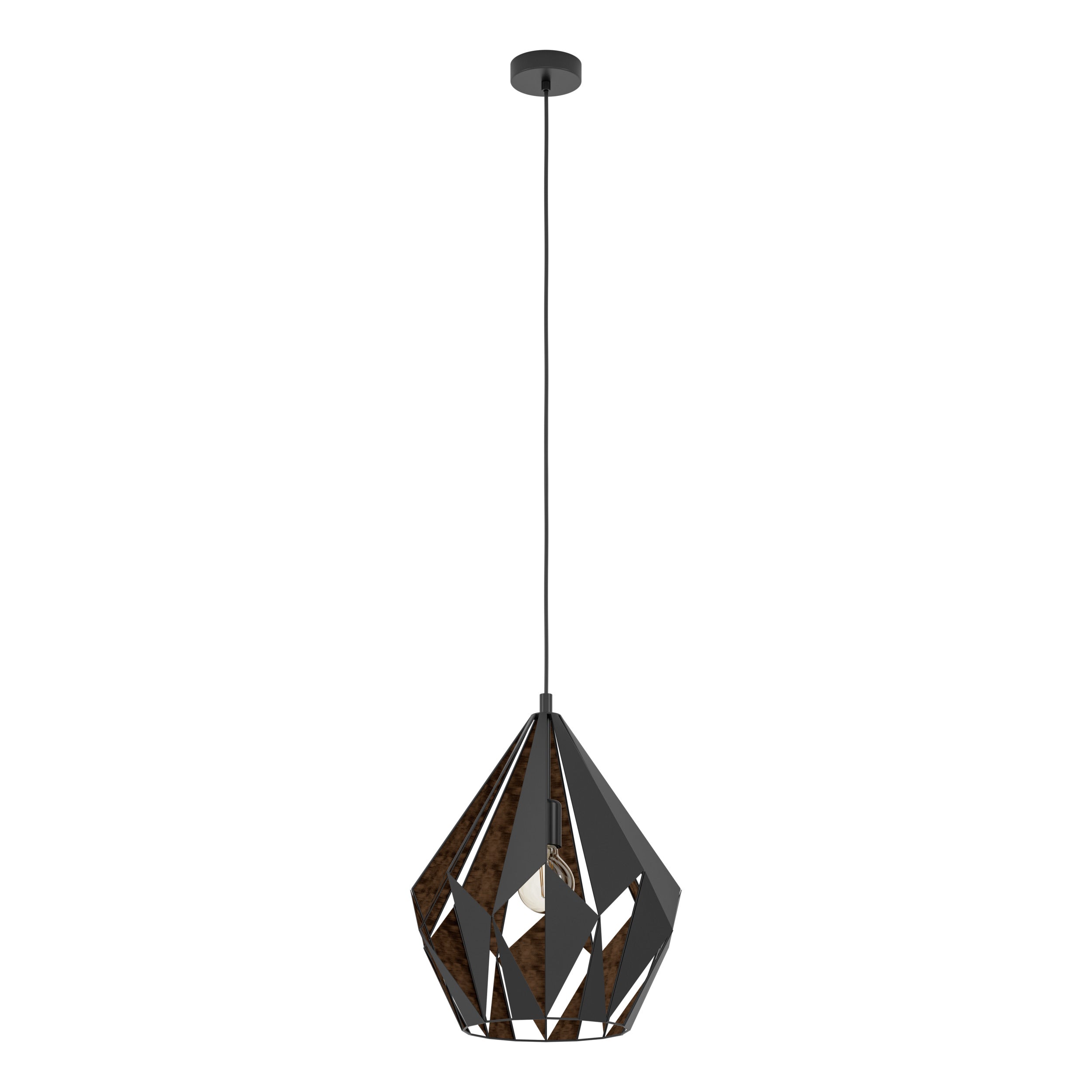 EGLO hanglamp Carlton 1 - e27 - ø 38,5 cm - zwart/koper