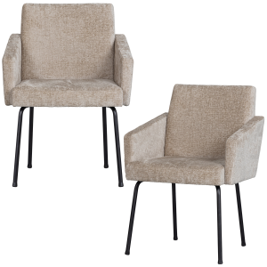 WOOOD eetkamerstoelen Mount – Polyester – Naturel – Set van 2 WOOOD eetkamerstoelen Mount – Polyester – Naturel – Set van 2