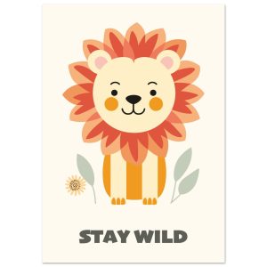 Artfulprints Poster Leeuwtje stay wild – A4 21×29.7 cm – Oranje Artfulprints Poster Leeuwtje stay wild – A4 21×29.7 cm – Oranje