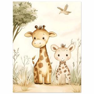 Artfulprints Poster Liefdevolle giraffen – 30×40 cm – Geel Artfulprints Poster Liefdevolle giraffen – 30×40 cm – Geel