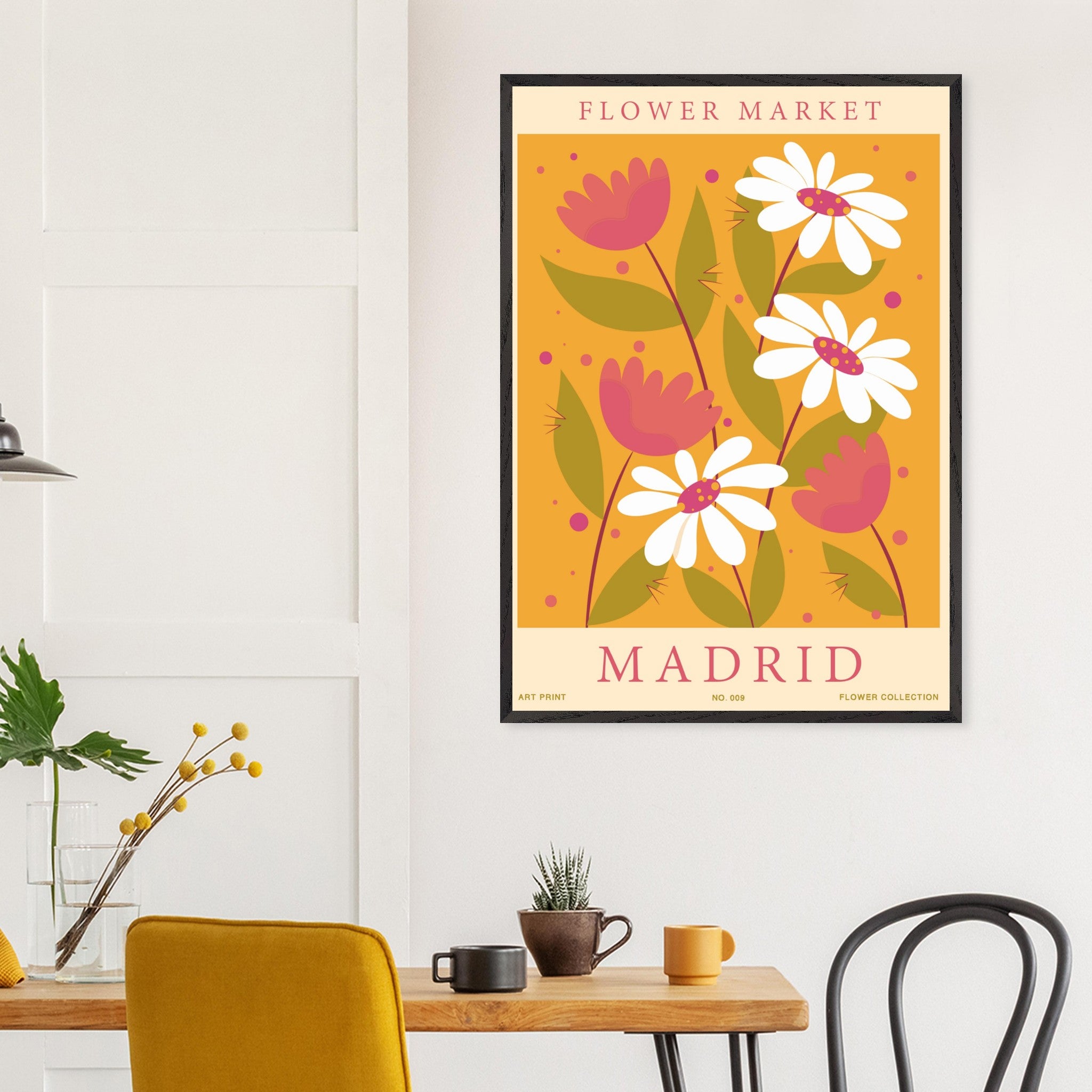 Artfulprints Poster Flower market - Madrid - 70x100 cm - Oranje