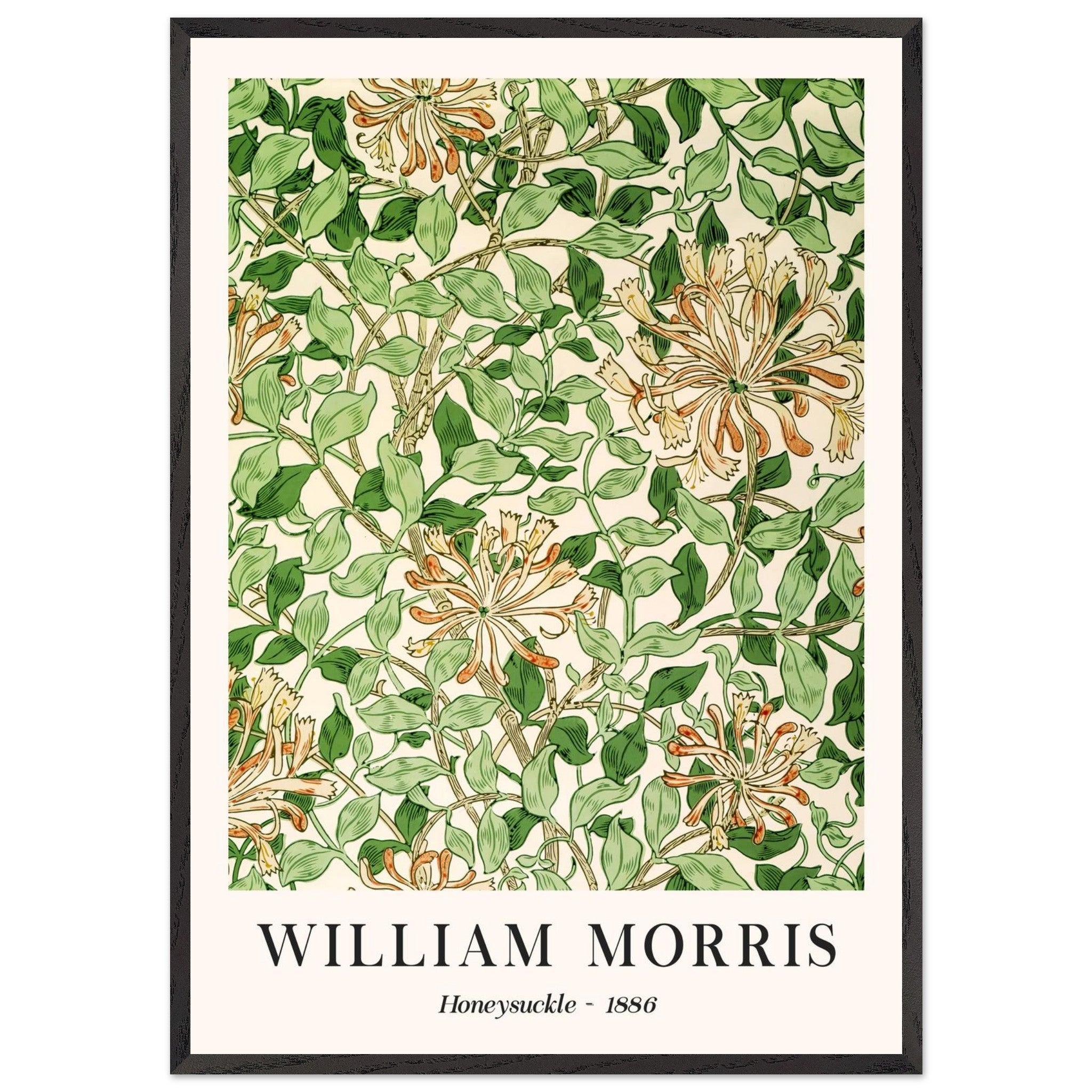 Artfulprints Poster met Lijst William Morris - Honeysuckle 1886 - 70x1