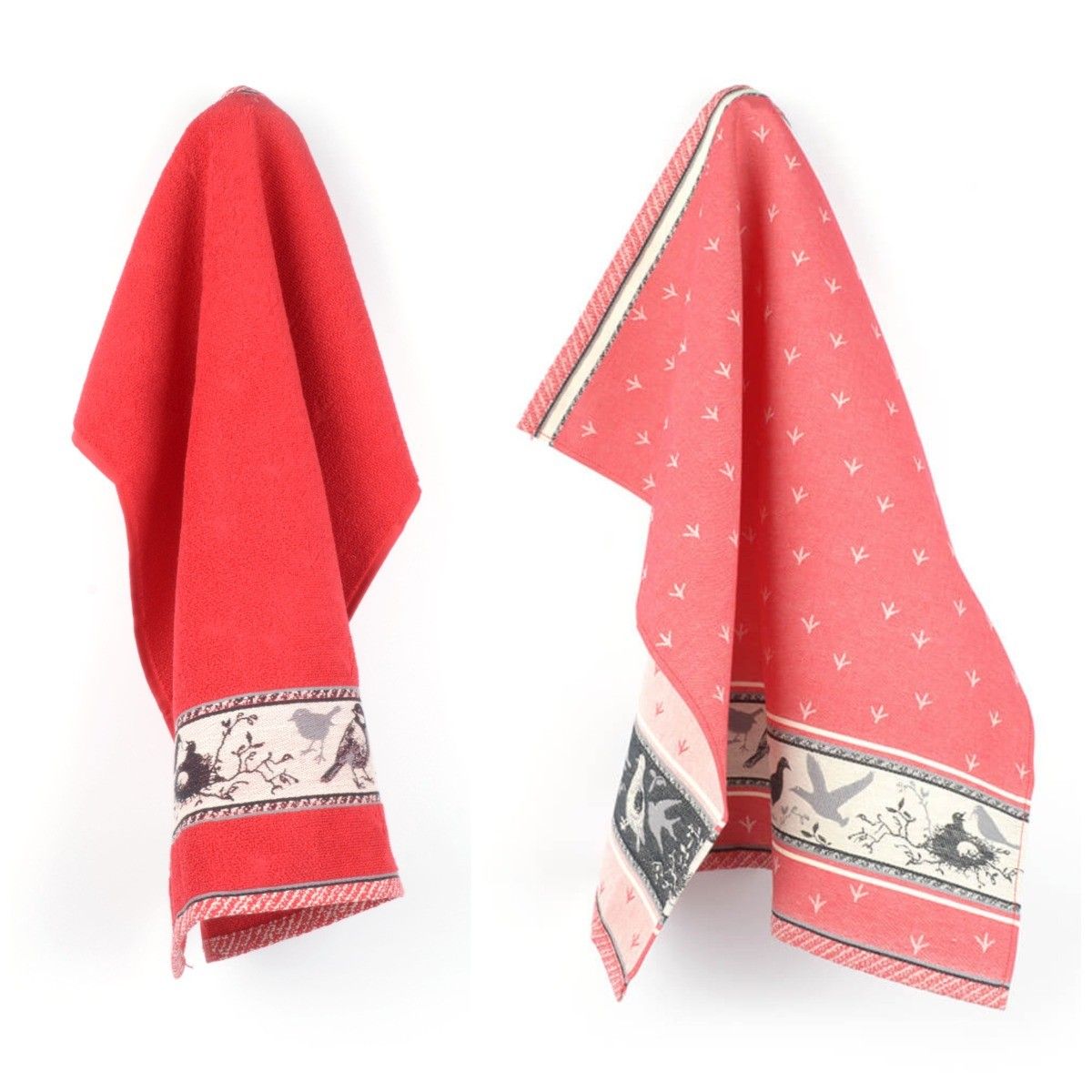 Luxe Keukendoek en Theedoek - Vogel Rood - Bunzlau Castle - 100% biolo