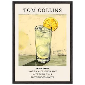 Artfulprints Poster met Lijst Tom Collins cocktail – Ingrediënten – 50 Artfulprints Poster met Lijst Tom Collins cocktail – Ingrediënten – 50