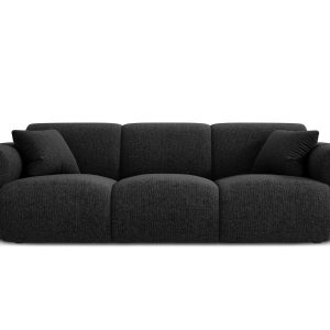 Cosmopolitan Design Bank Nolio 3-zits, chenille, zwart – 95x235x72cm