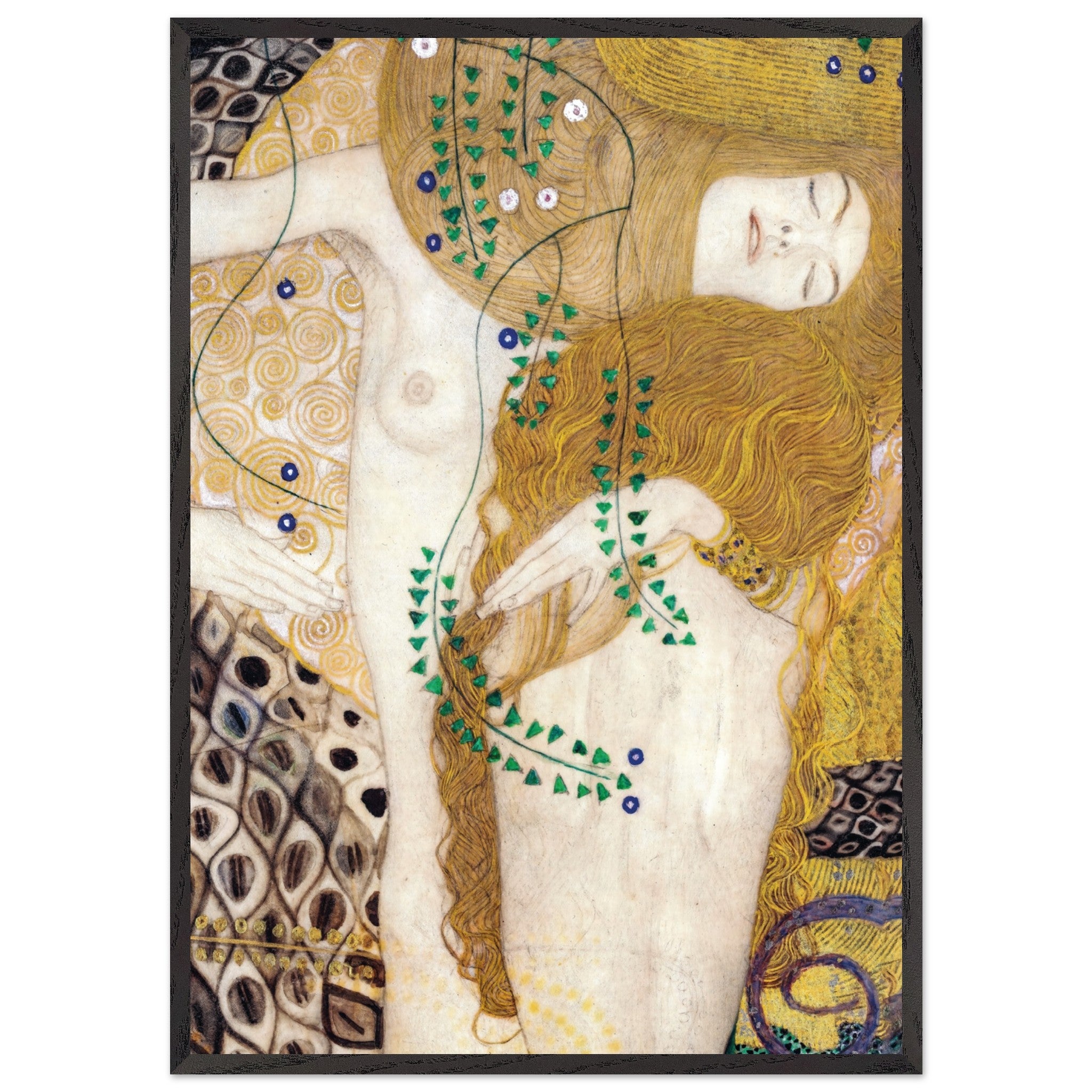 Artfulprints Poster met Lijst Gustav Klimt - Water snakes - 70x100 cm