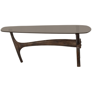 WOOOD salontafel Flash – Glas/Hout – Walnoot – 42x110x60