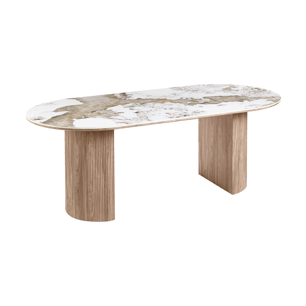 Artichok Ronda houten eettafel met keramiek blad bruin - 210 x 100 cm