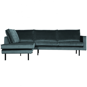 WOOOD hoekbank links Rodeo – Velvet – Teal – 85x266x213