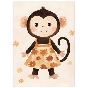 Artfulprints Poster Aapje in bloemenjurk – 50×70 cm – Meerkleurig Artfulprints Poster Aapje in bloemenjurk – 50×70 cm – Meerkleurig