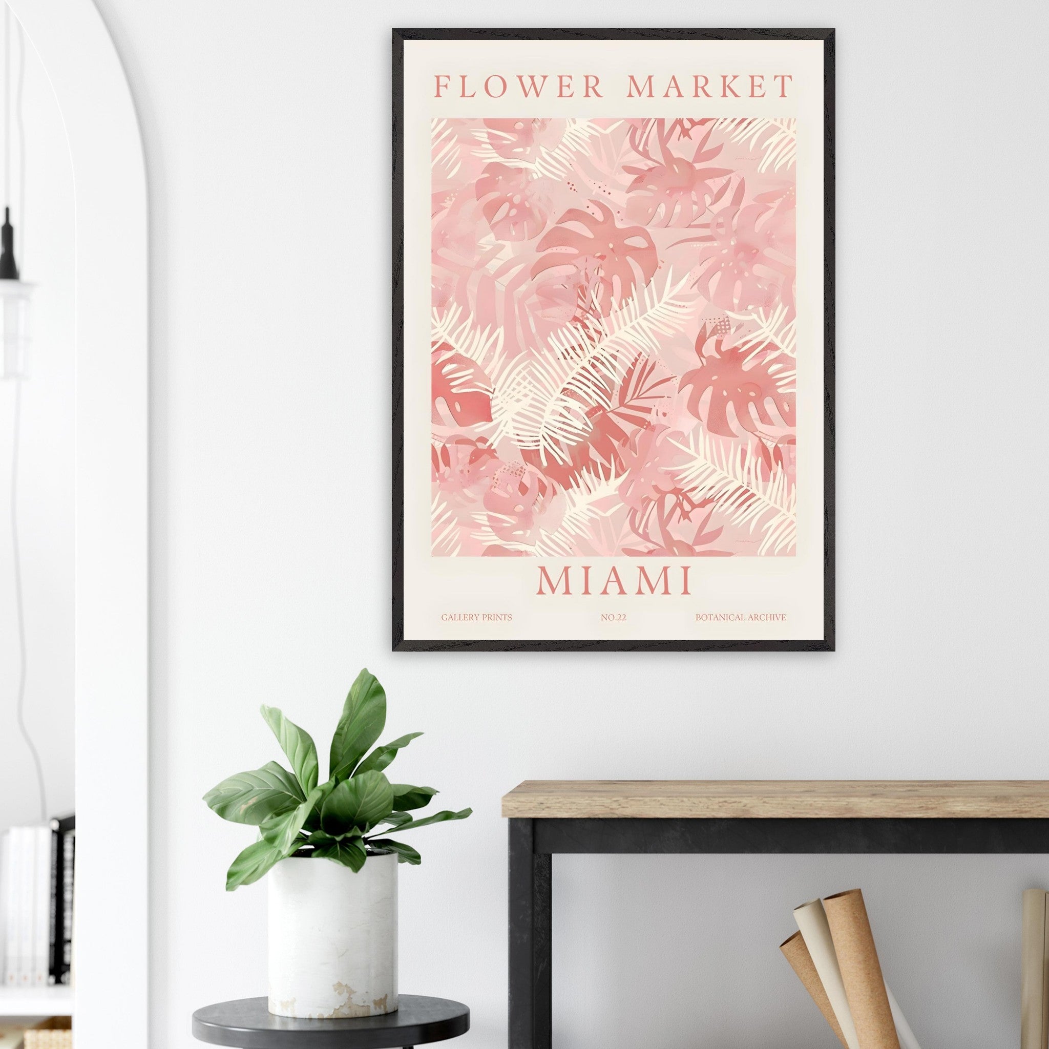 Artfulprints Poster Flower market - Miami - 70x100 cm - Roze