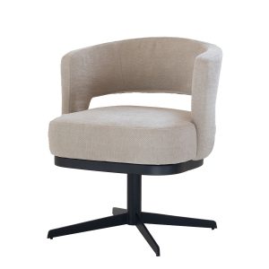 DÉJA Living Eetkamerstoel Louis – Stof/Metaal – Taupe – Set van 2 DÉJA Living Eetkamerstoel Louis – Stof/Metaal – Taupe – Set van 2