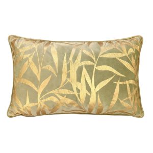 KATJA – sierkussen 30×50 cm – bladmotief – Sponge – groen KATJA – sierkussen 30×50 cm – bladmotief – Sponge – groen