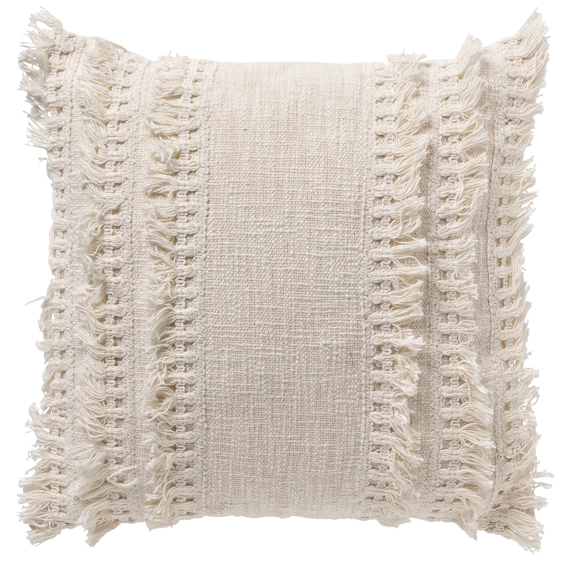 FARA - sierkussen 45x45 cm - 100% katoen - met franjes - Snow White -