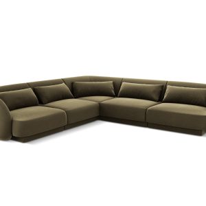 Cosmopolitan Design Symmetrische hoekbank Tulum 5-zits, flueel, groent Cosmopolitan Design Symmetrische hoekbank Tulum 5-zits, flueel, groent