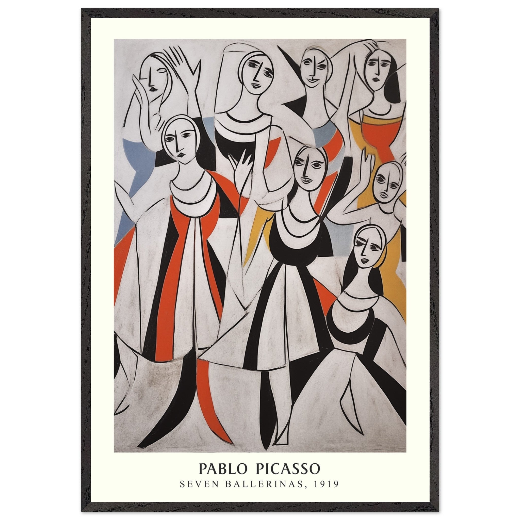 Artfulprints Poster met Lijst Pablo Picasso - Seven ballerinas - 70x10
