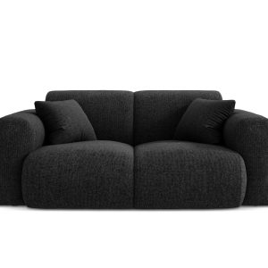 Cosmopolitan Design Bank Nolio 2-zits, chenille, zwart – 95x170x72cm