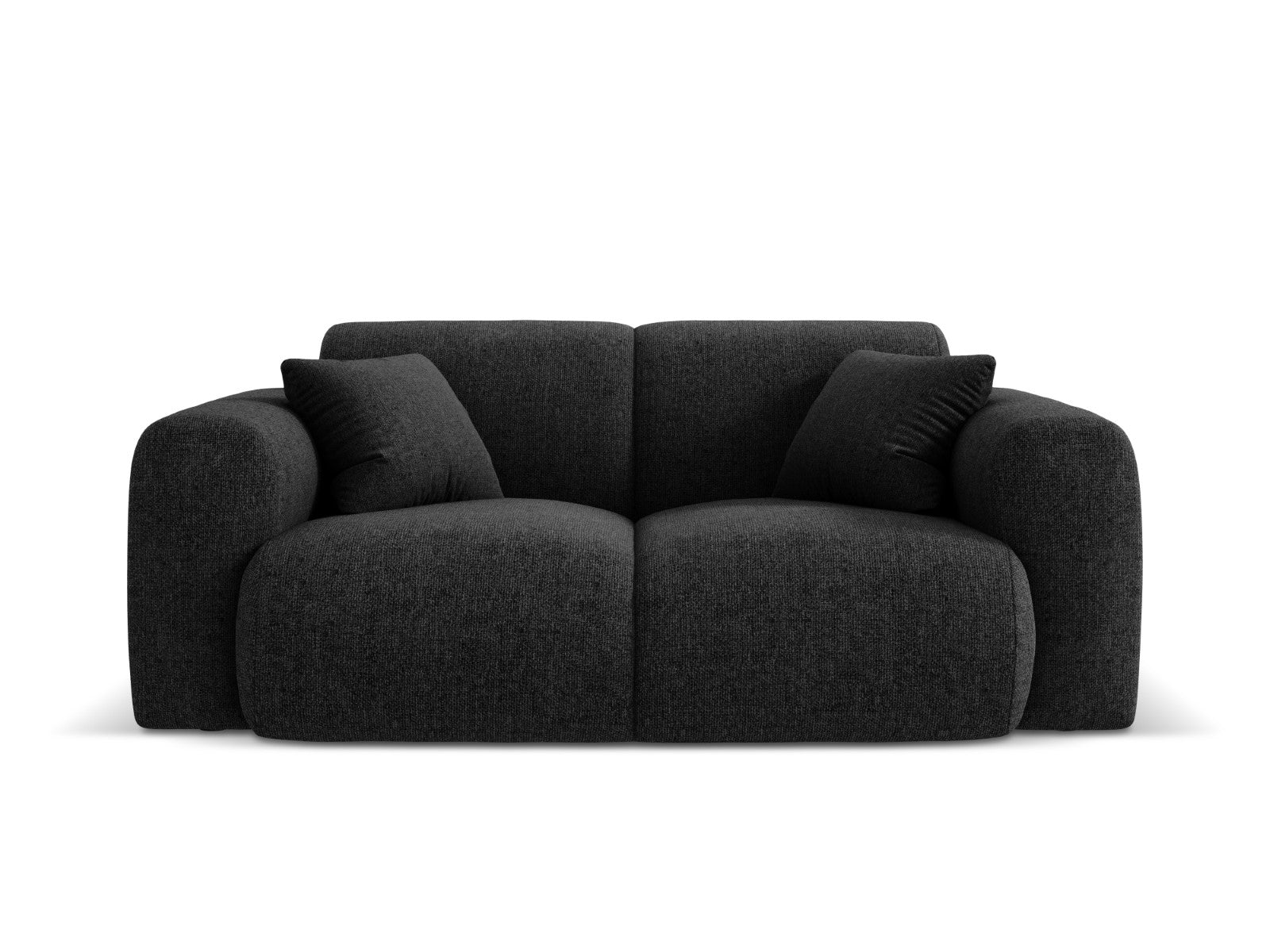 Cosmopolitan Design Bank Nolio 2-zits, chenille, zwart - 95x170x72cm