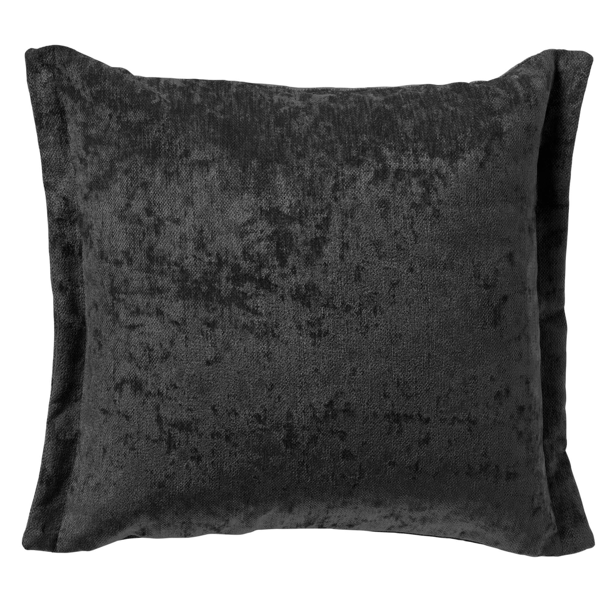 LEWIS - Kussenhoes 45x45 cm - fluweel - met sierrand - Raven - zwart