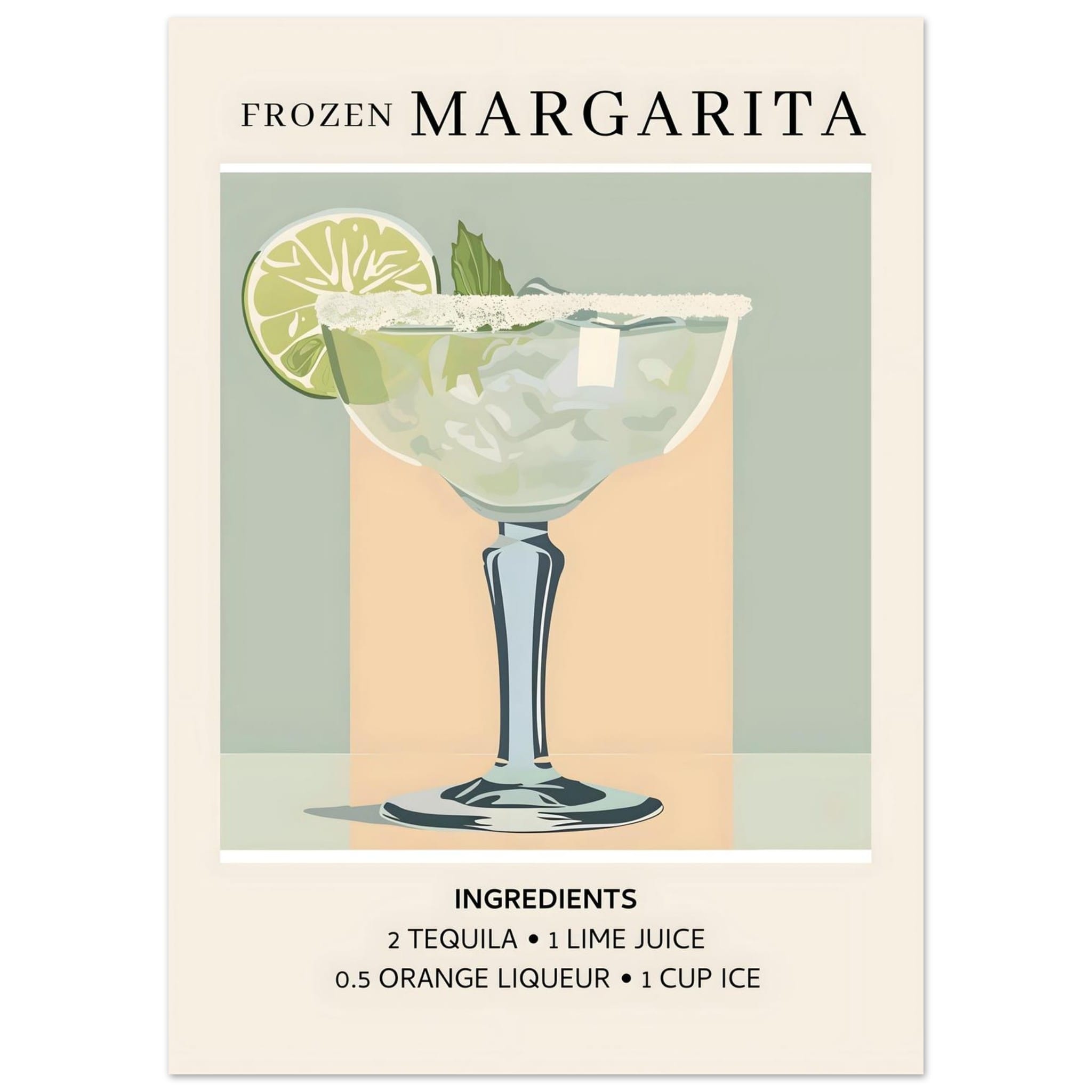 Artfulprints Poster Frozen Margarita cocktail I - Ingrediënten - 50x70