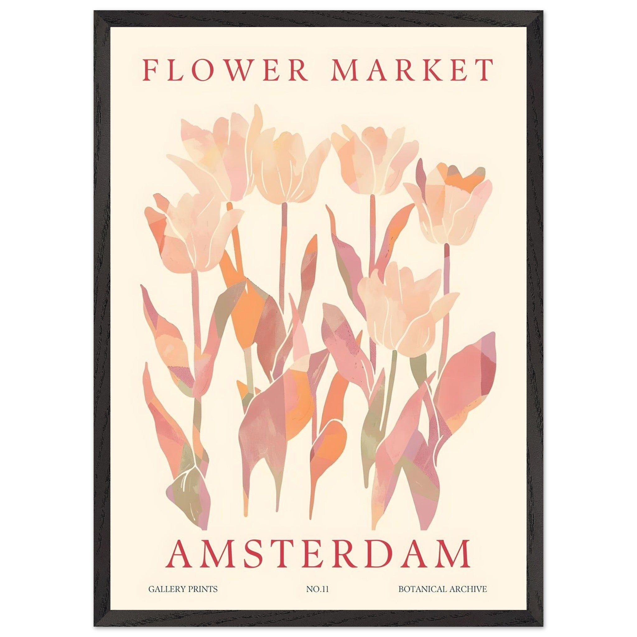 Artfulprints Poster met Lijst Flower market - Amsterdam I - 50x70 cm -