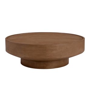 DÉJA Living Salontafel Gabriel – Rond Donkerbruin Hout – 90x90x30cm