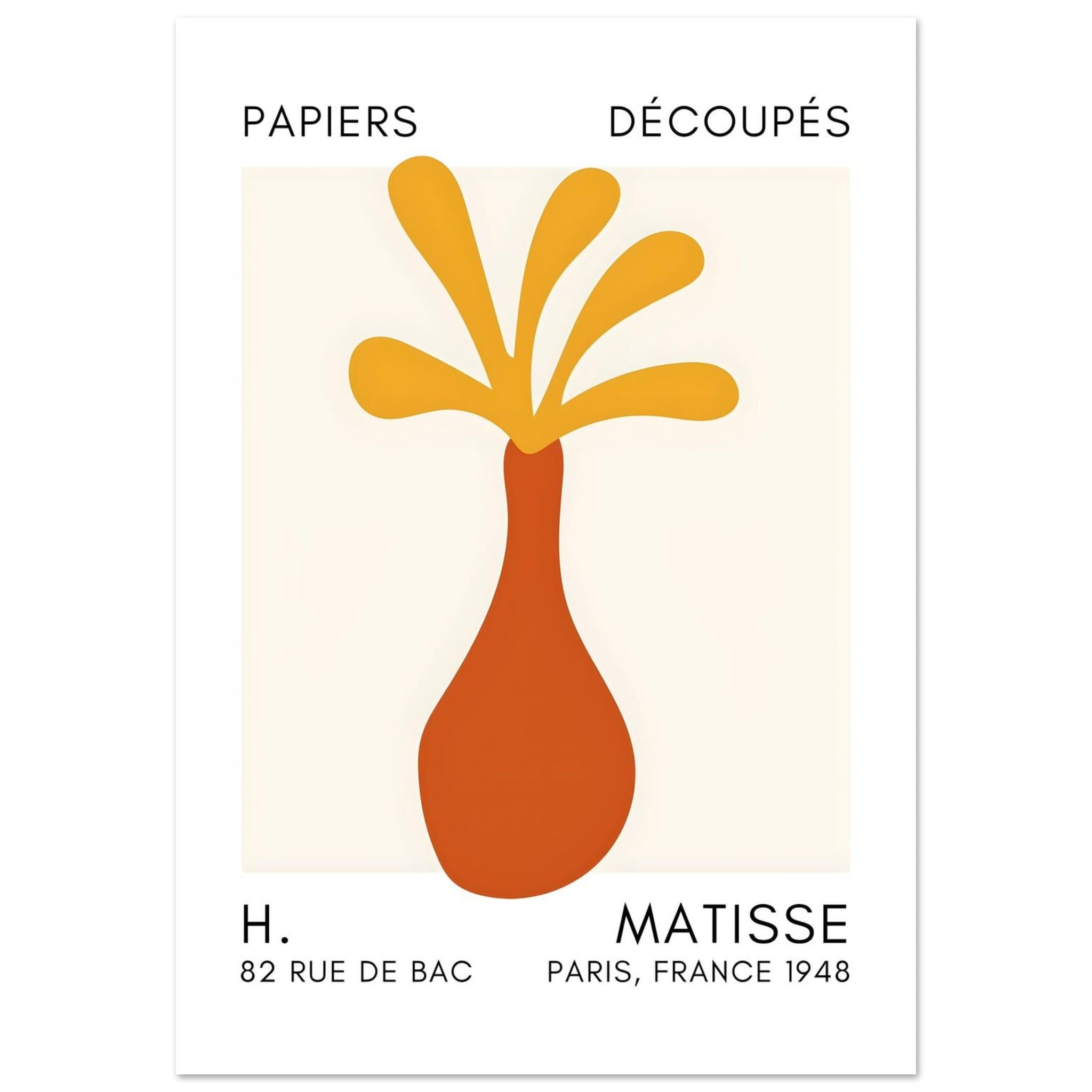 Artfulprints Poster Matisse - Ocean flower yellow - 70x100 cm - Geel