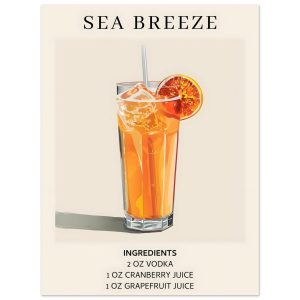Artfulprints Poster Sea Breeze cocktail – Ingrediënten – 30×40 cm – Or Artfulprints Poster Sea Breeze cocktail – Ingrediënten – 30×40 cm – Or