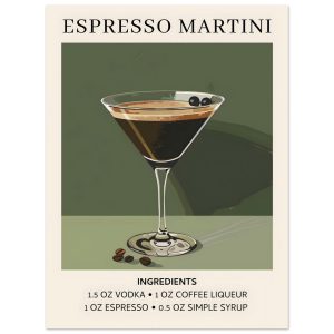 Artfulprints Poster Espresso Martini cocktail – Ingrediënten – 30×40 c Artfulprints Poster Espresso Martini cocktail – Ingrediënten – 30×40 c