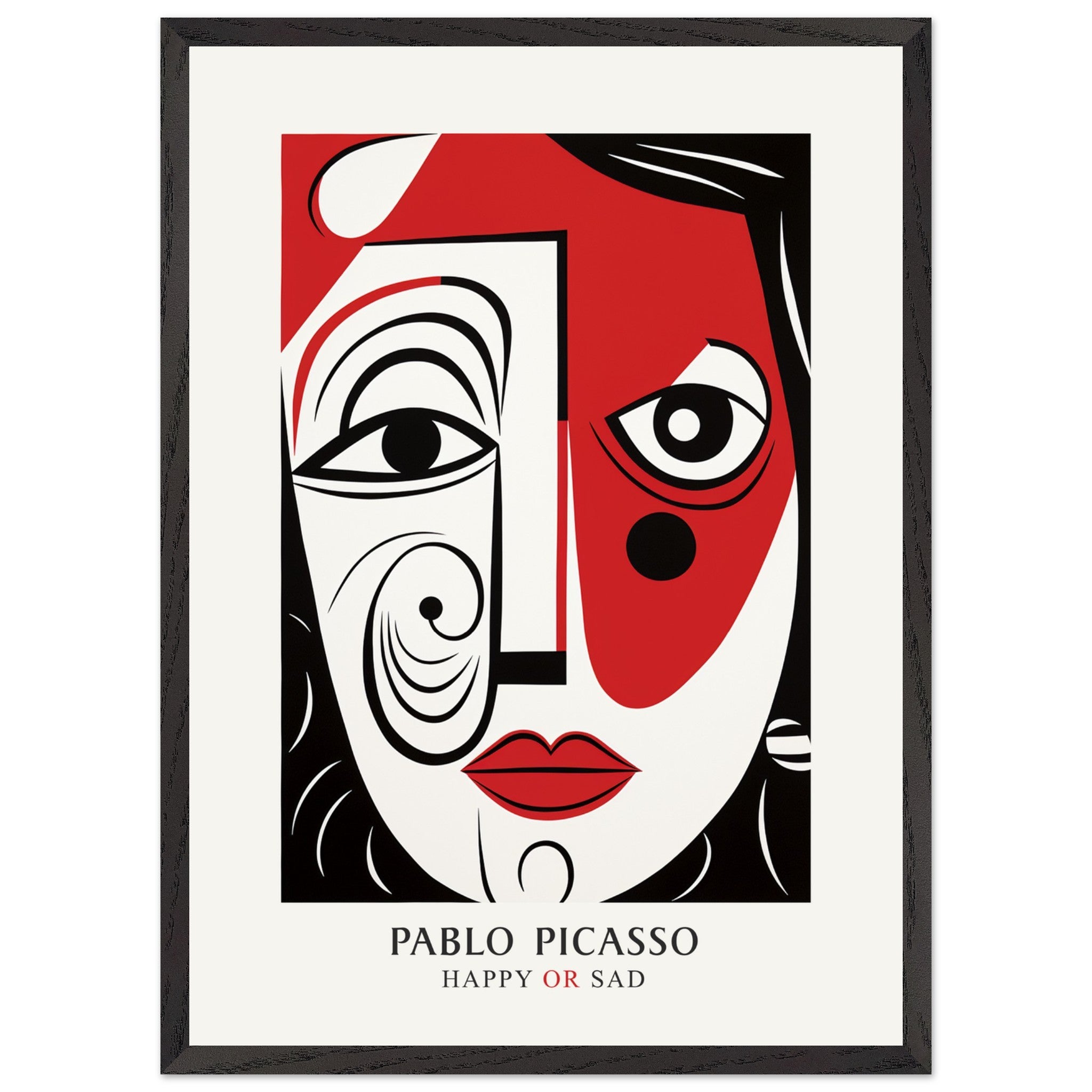 Artfulprints Poster met Lijst Pablo Picasso - Happy or sad - 50x70 cm