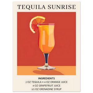 Artfulprints Poster Tequila Sunrise cocktail – Ingrediënten – 30×40 cm Artfulprints Poster Tequila Sunrise cocktail – Ingrediënten – 30×40 cm