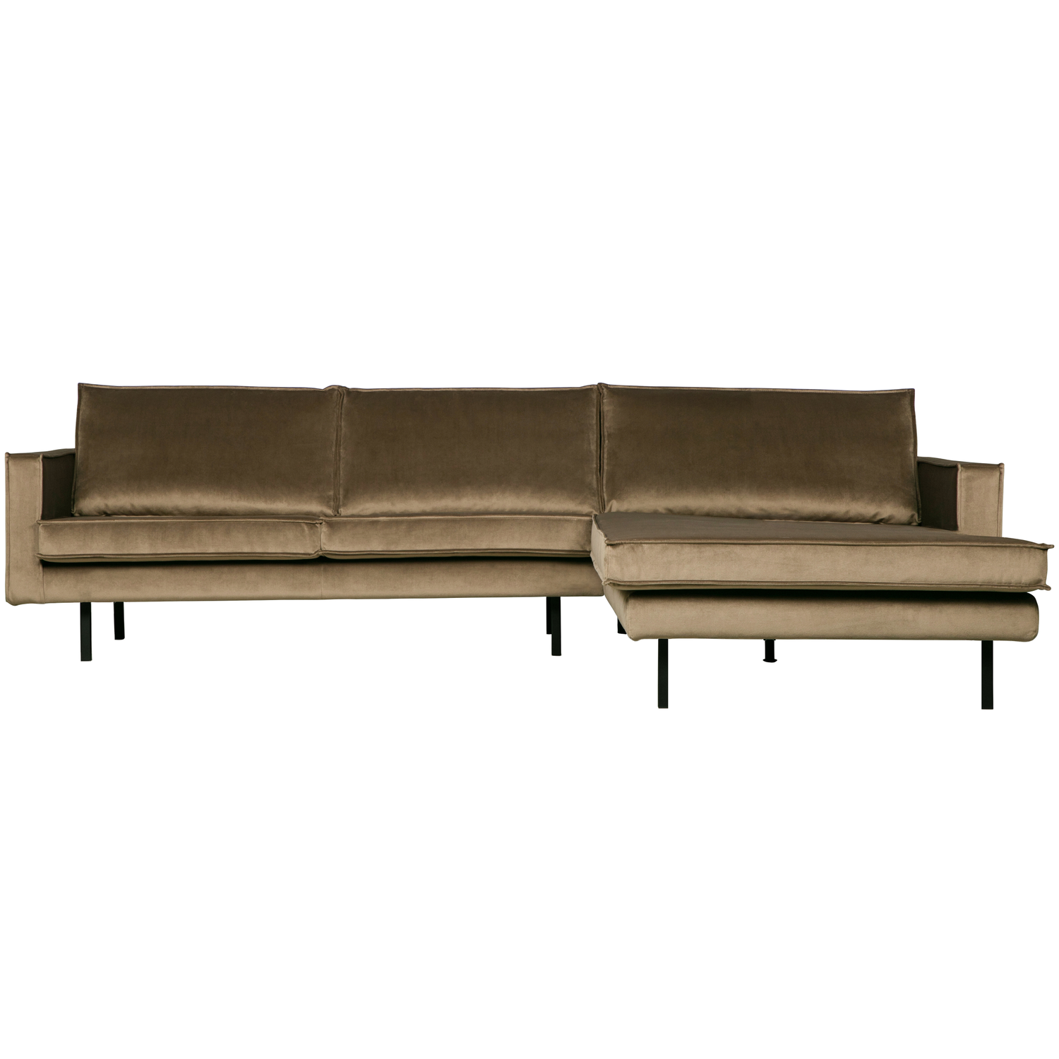 WOOOD chaise longue rechts Rodeo - Velvet - Taupe - 85x300x155