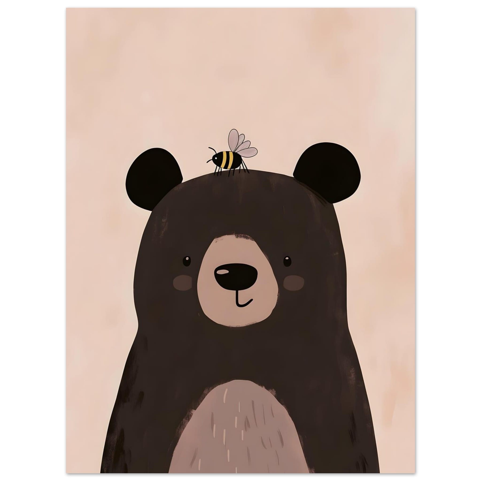 Artfulprints Poster Donkere beer - 30x40 cm - Bruin