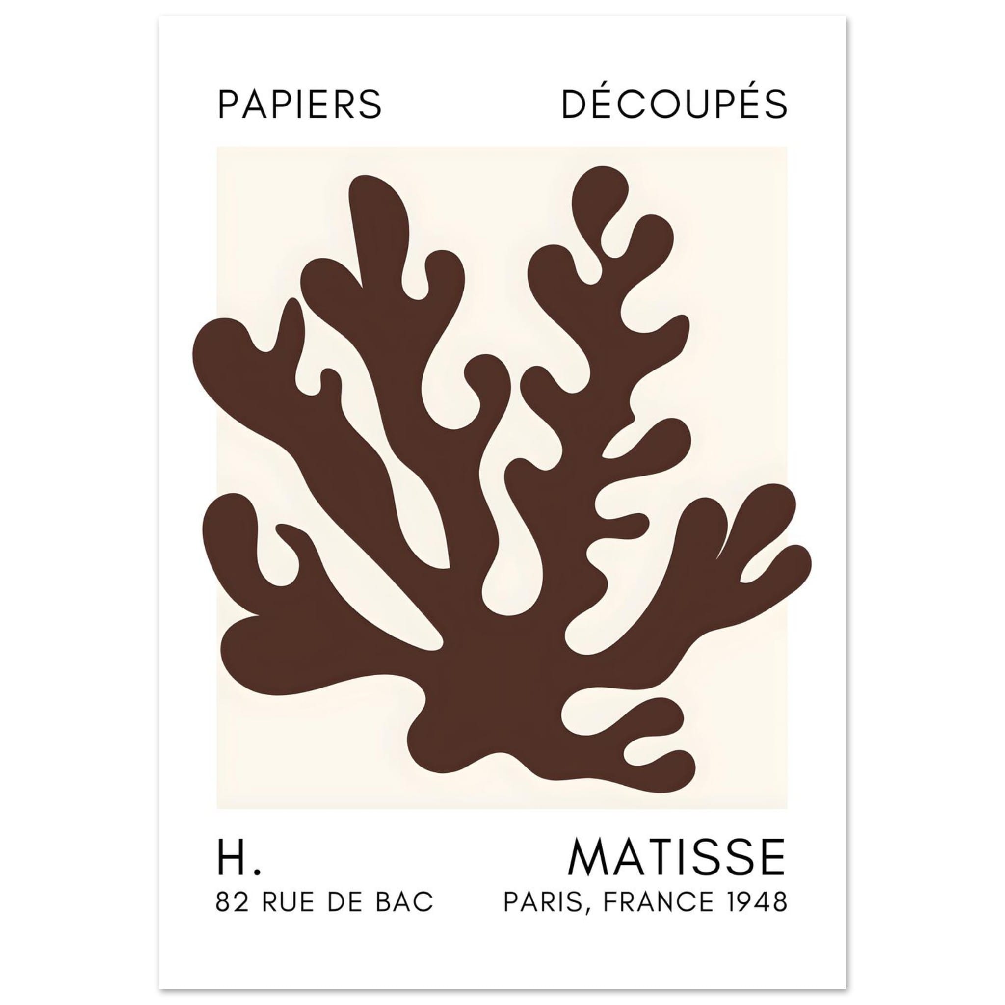 Artfulprints Poster Matisse – Saltflower shapes brown - A4 21x29.7 cm