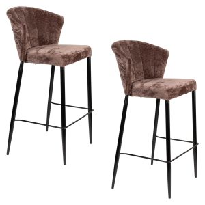 Dutchbone Georgia Barkrukken rugleuning 73 cm Paars – Set van 2 Dutchbone Georgia Barkrukken rugleuning 73 cm Paars – Set van 2
